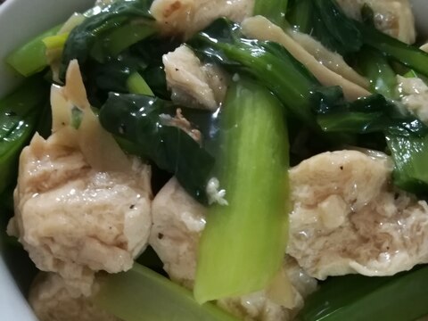 凍り豆腐と小松菜の炒め物